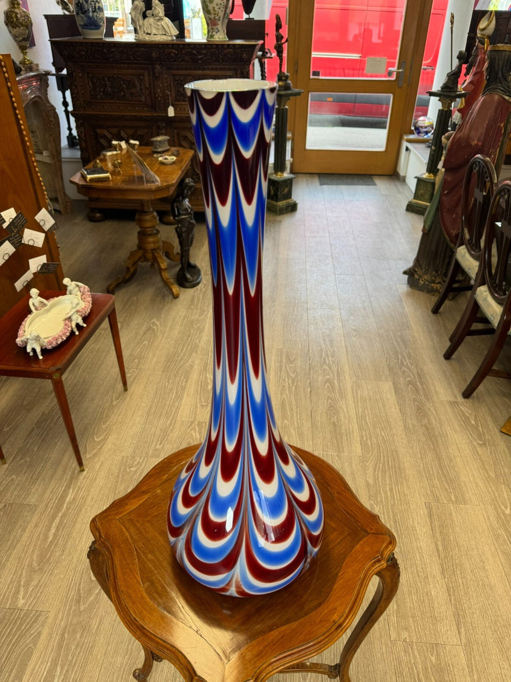 Vintage Bodenvase grosse Vase aus Glas Lollipop Space Age Schott Zwiesel 75x27cm