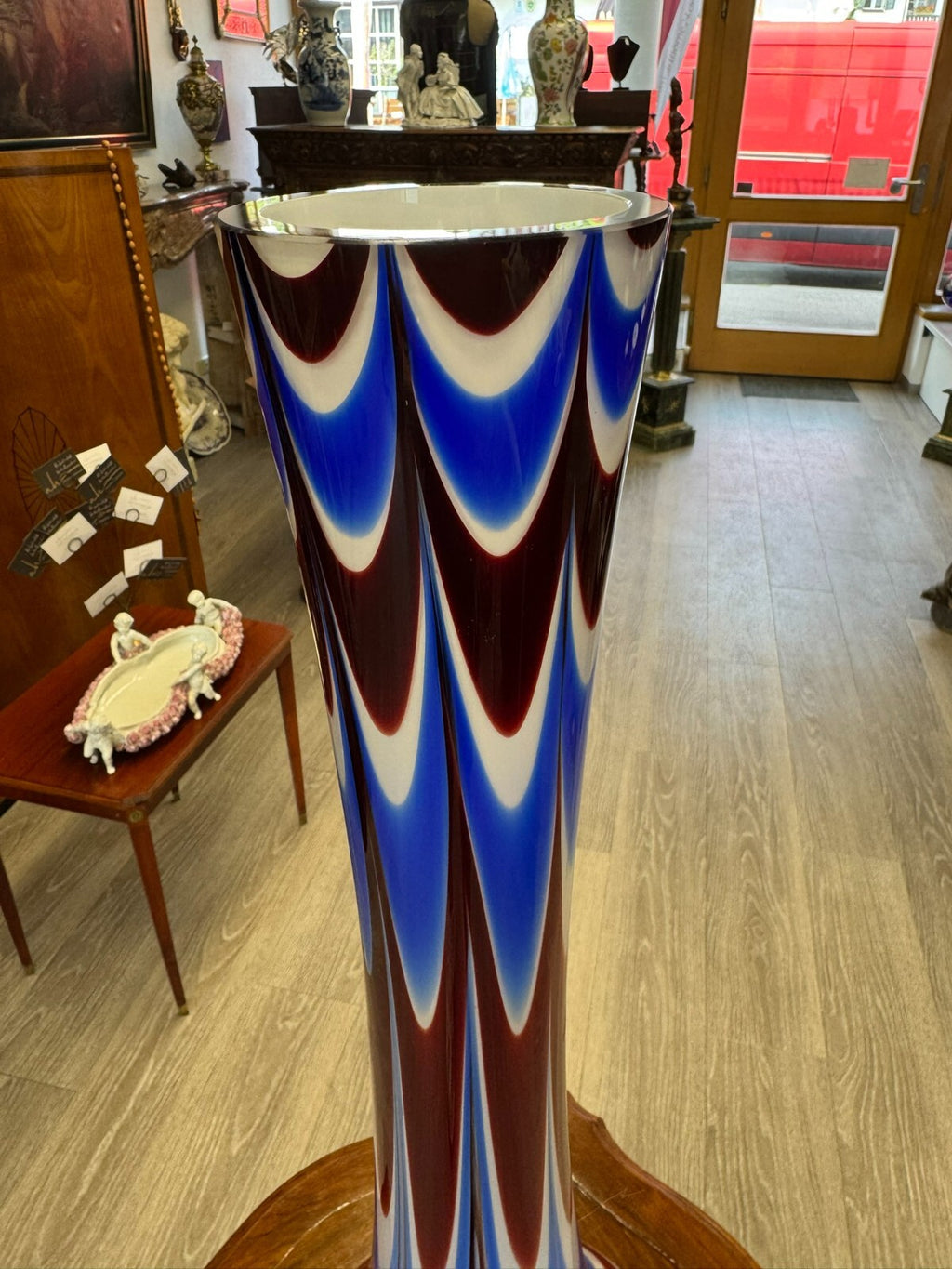 Vintage Bodenvase grosse Vase aus Glas Lollipop Space Age Schott Zwiesel 75x27cm