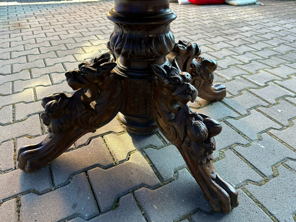 Antiker Neo Reinassance Esstisch um 1880 Eiche Prunkfuss Gründerzeit