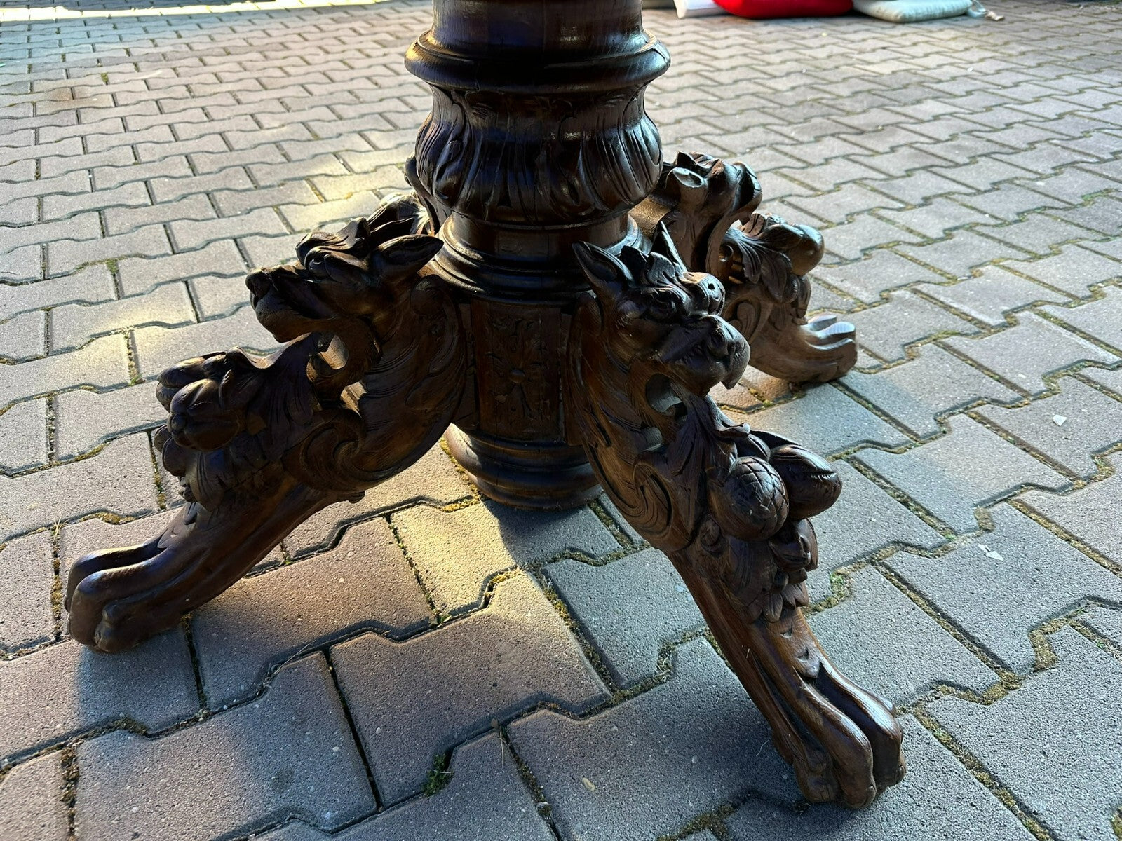 Antiker Neo Reinassance Esstisch um 1880 Eiche Prunkfuss Gründerzeit