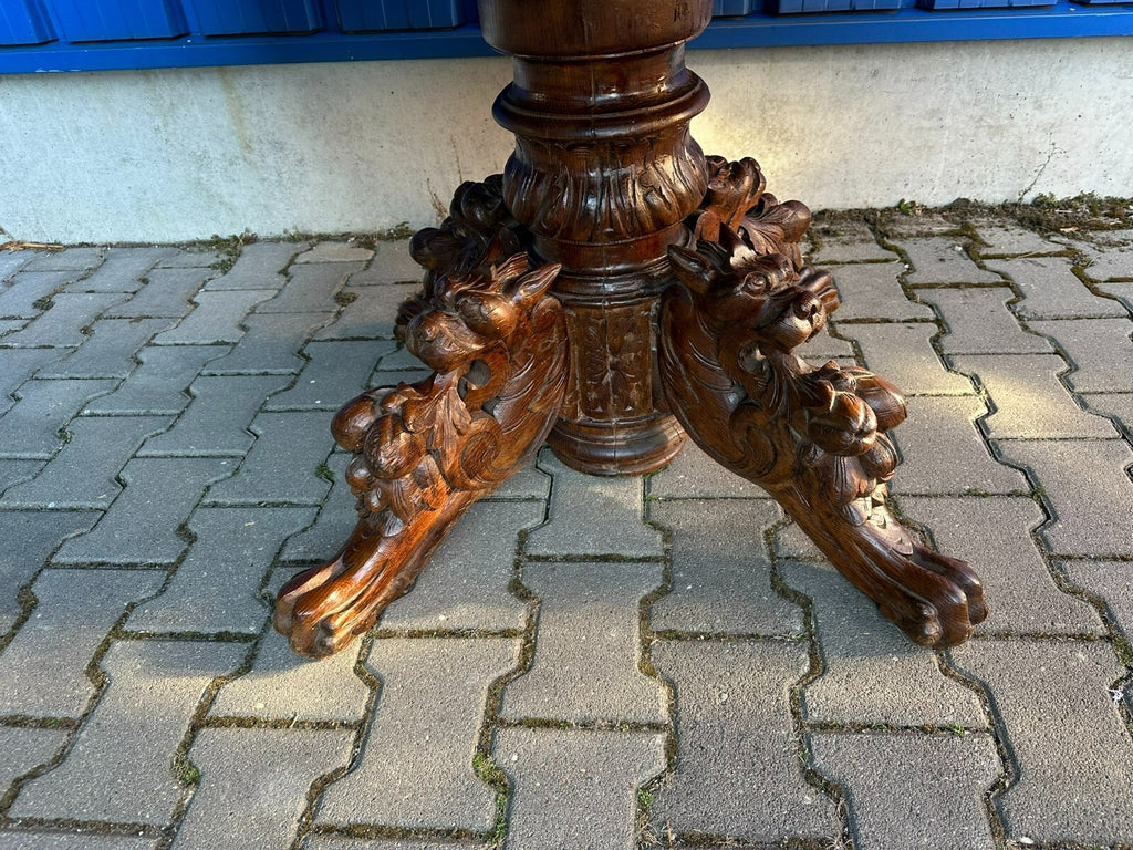 Antiker Neo Reinassance Esstisch um 1880 Eiche Prunkfuss Gründerzeit