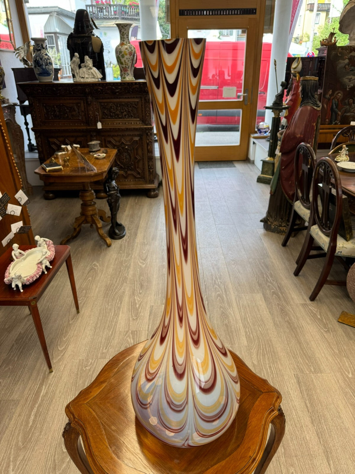 Vintage Bodenvase grosse Vase aus Glas Lollipop Space Age Schott Zwiesel 84x28cm