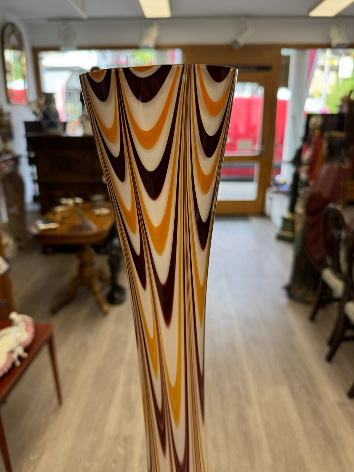 Vintage Bodenvase grosse Vase aus Glas Lollipop Space Age Schott Zwiesel 84x28cm