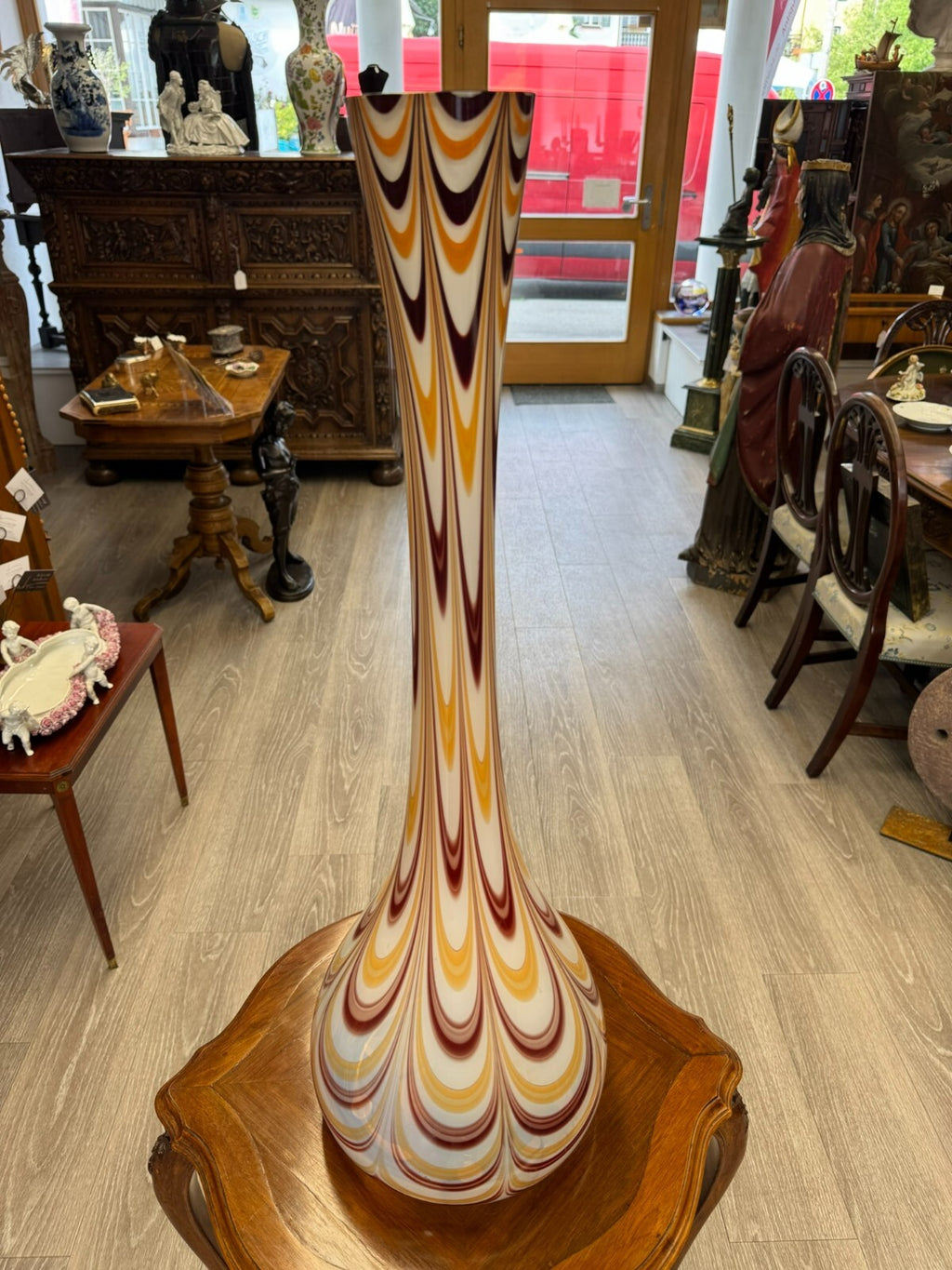 Vintage Bodenvase grosse Vase aus Glas Lollipop Space Age Schott Zwiesel 84x28cm