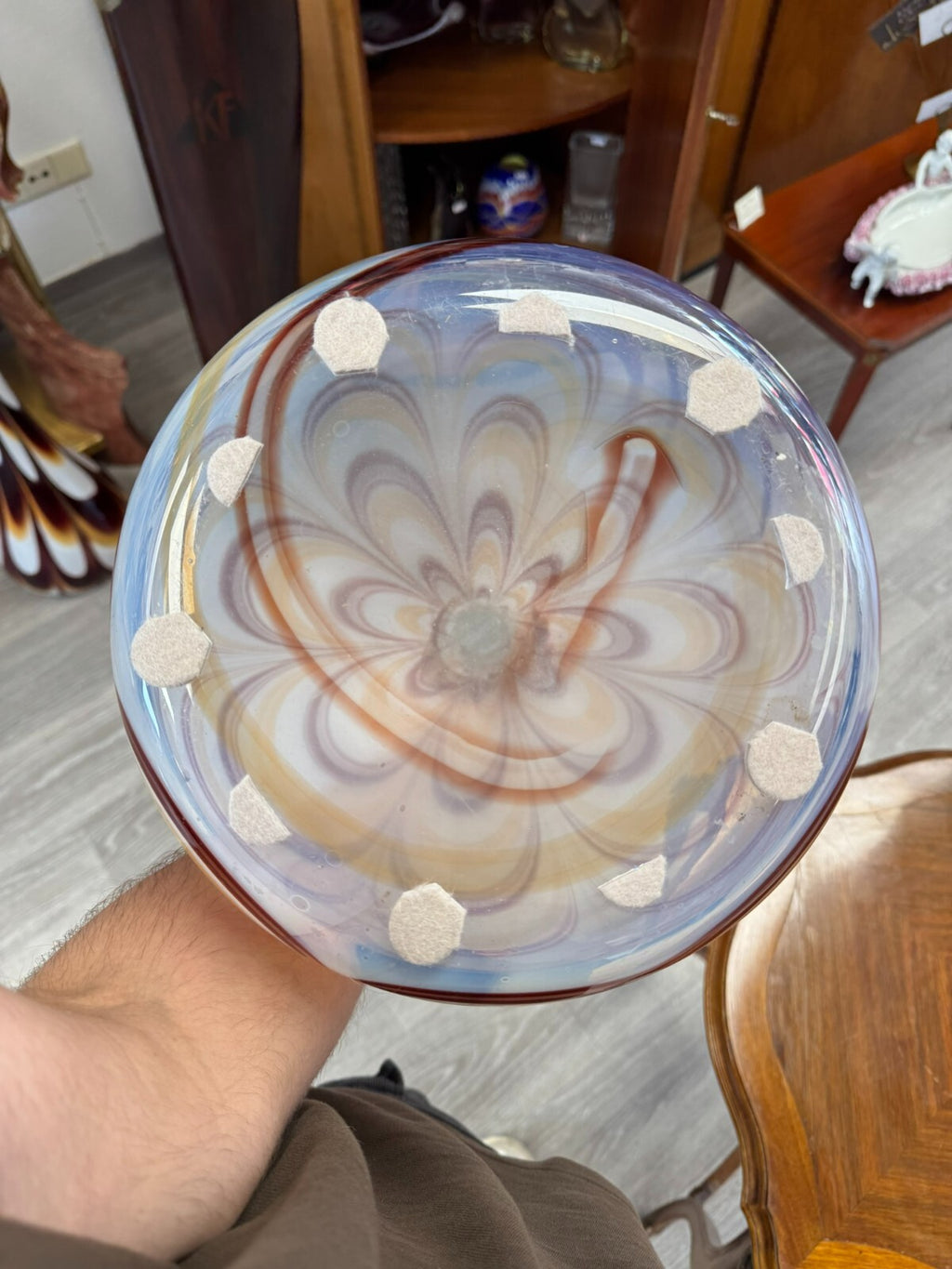 Vintage Bodenvase grosse Vase aus Glas Lollipop Space Age Schott Zwiesel 84x28cm