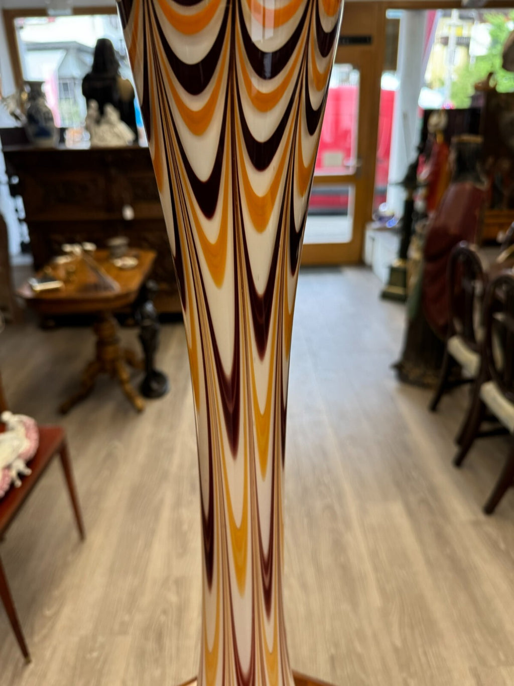 Vintage Bodenvase grosse Vase aus Glas Lollipop Space Age Schott Zwiesel 84x28cm