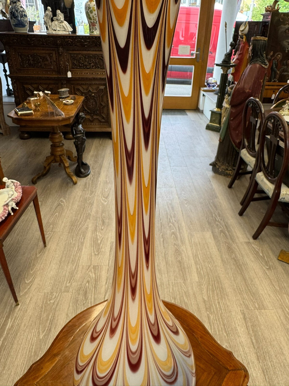 Vintage Bodenvase grosse Vase aus Glas Lollipop Space Age Schott Zwiesel 84x28cm