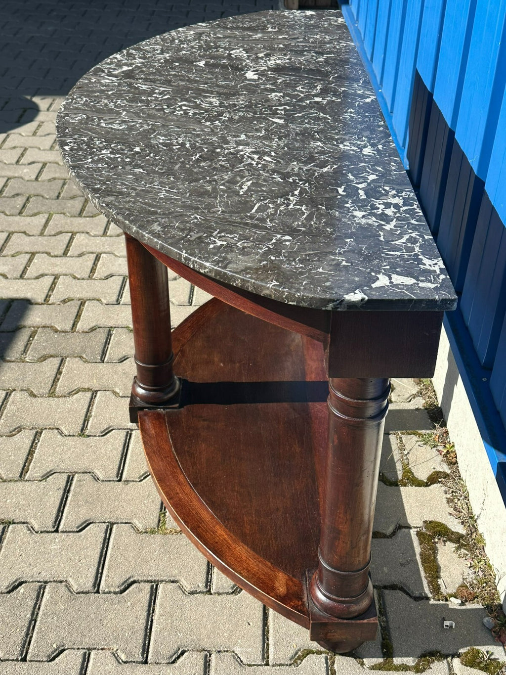 Antike Englische Wandkonsole Konsole Kommode um 1890 Mahagoni mit Marmorplatte