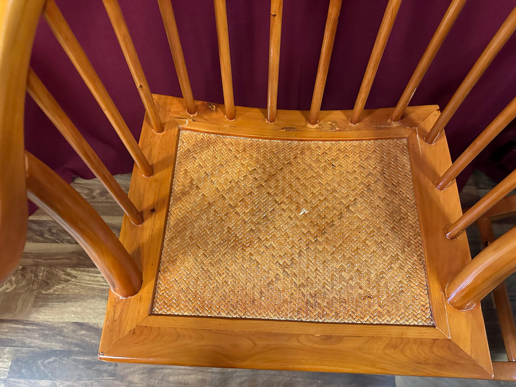 4x antiker Stuhl China Holz und Rattan um 1910 restauriert Vier antike Stühle