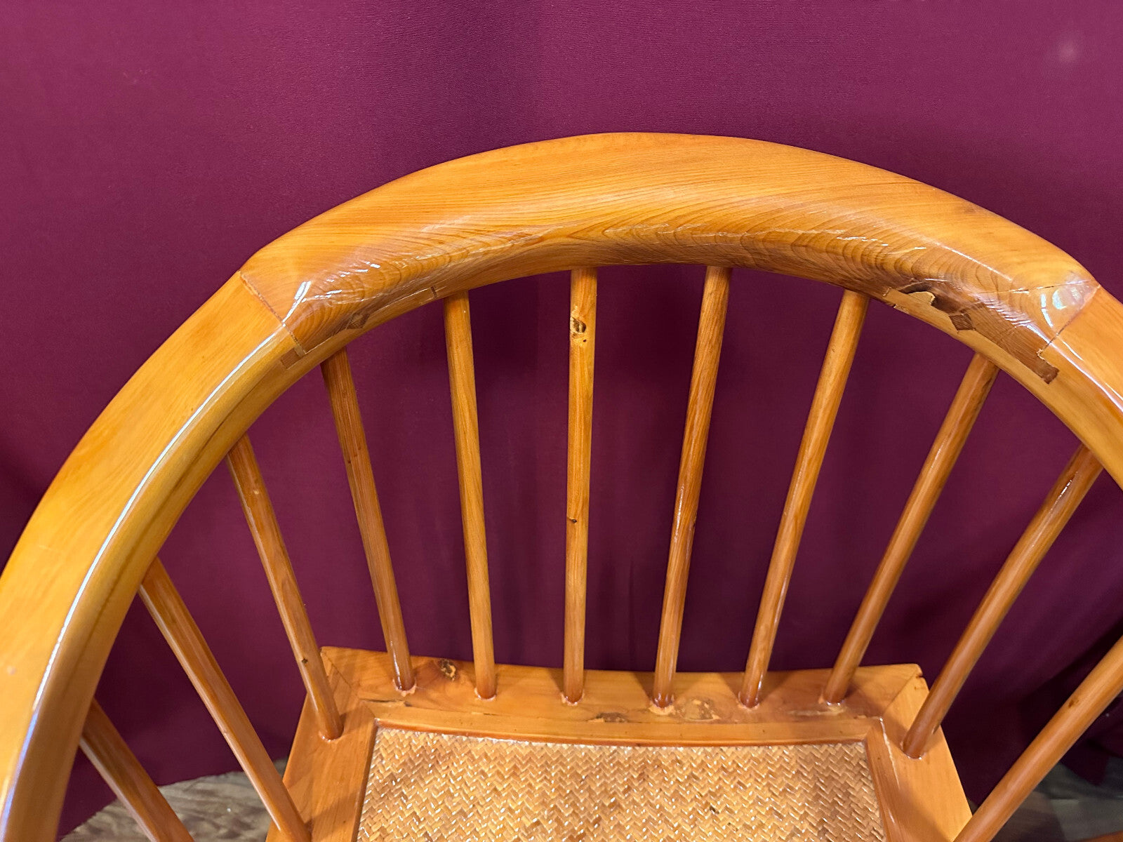 4x antiker Stuhl China Holz und Rattan um 1910 restauriert Vier antike Stühle