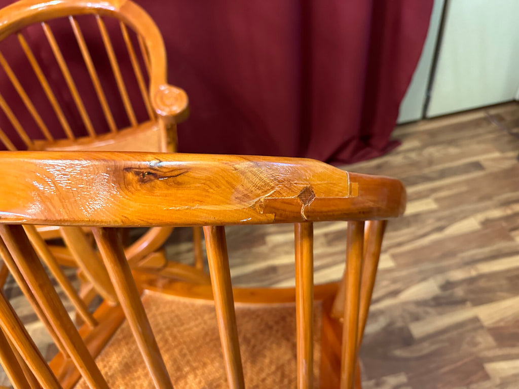 4x antiker Stuhl China Holz und Rattan um 1910 restauriert Vier antike Stühle