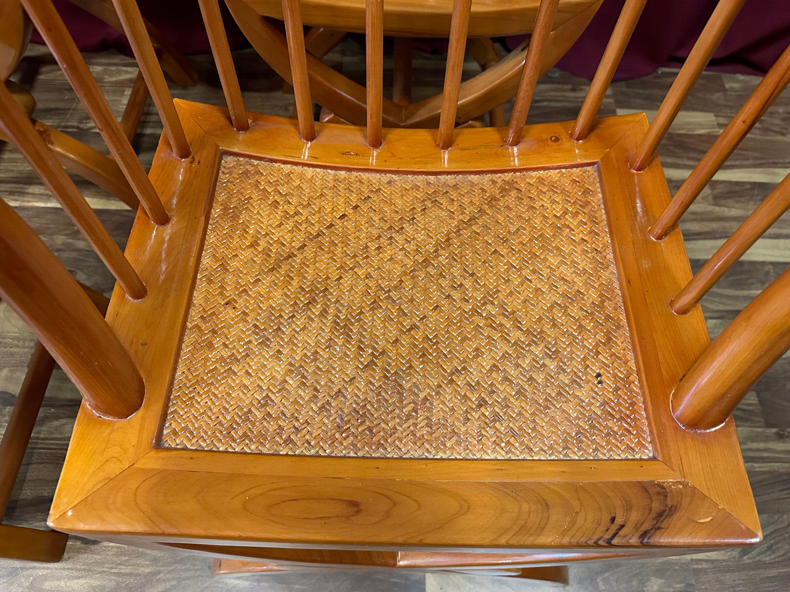 4x antiker Stuhl China Holz und Rattan um 1910 restauriert Vier antike Stühle