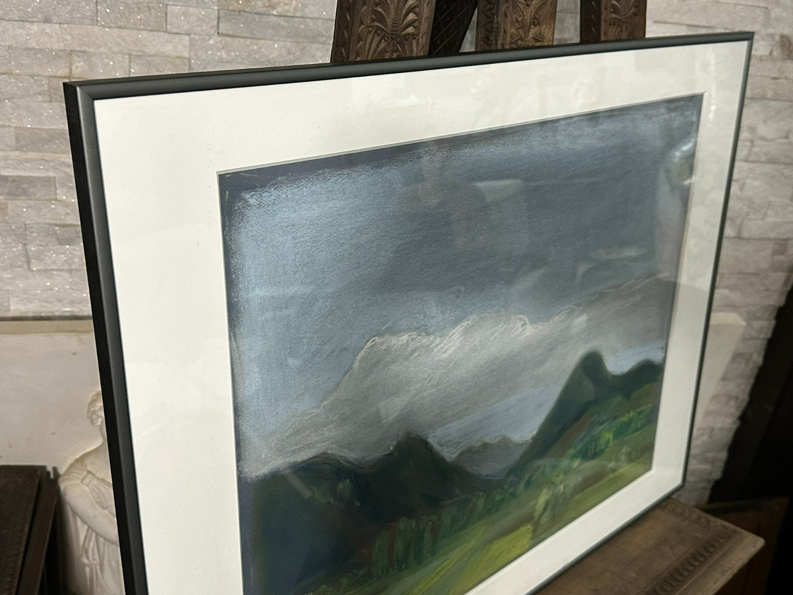 Pastell Zeichnung Landschaft Nicht signiert sehr gut gerahmt