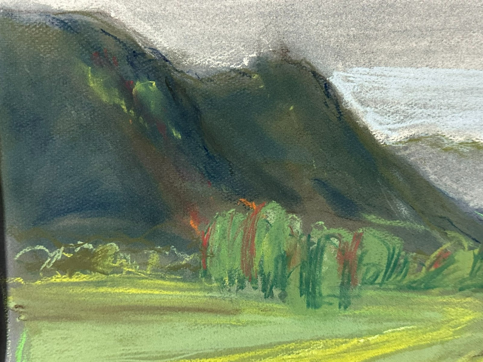 Pastell Zeichnung Landschaft Nicht signiert sehr gut gerahmt