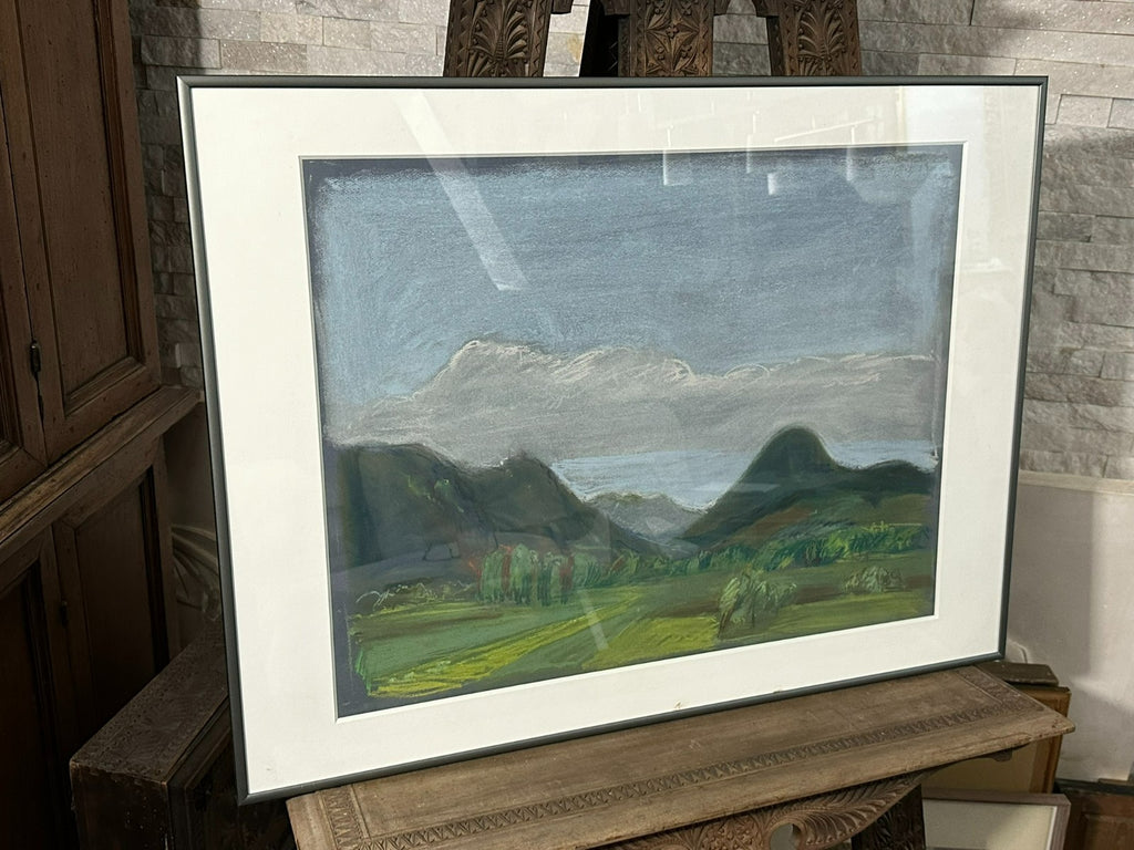Pastell Zeichnung Landschaft Nicht signiert sehr gut gerahmt