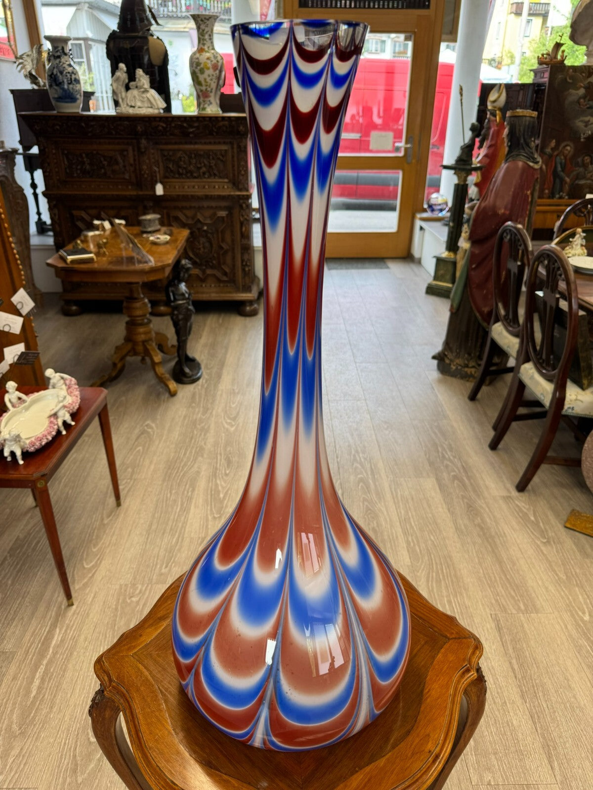 Vintage Bodenvase grosse Vase aus Glas Lollipop Space Age Schott Zwiesel 79x32cm