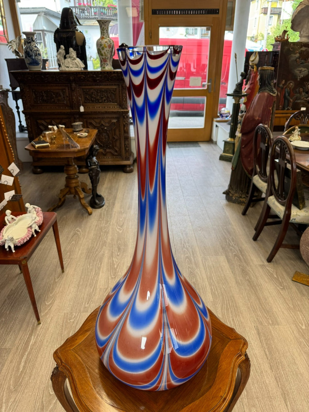 Vintage Bodenvase grosse Vase aus Glas Lollipop Space Age Schott Zwiesel 79x32cm