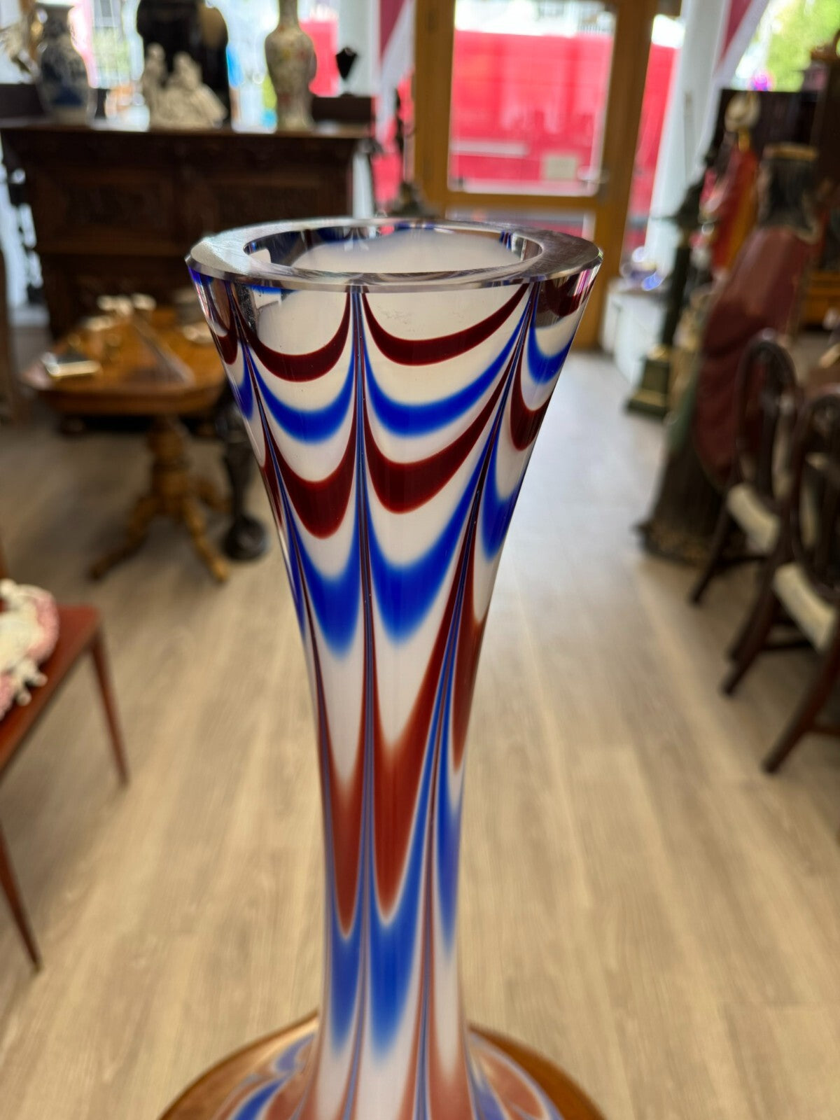Vintage Bodenvase grosse Vase aus Glas Lollipop Space Age Schott Zwiesel 79x32cm