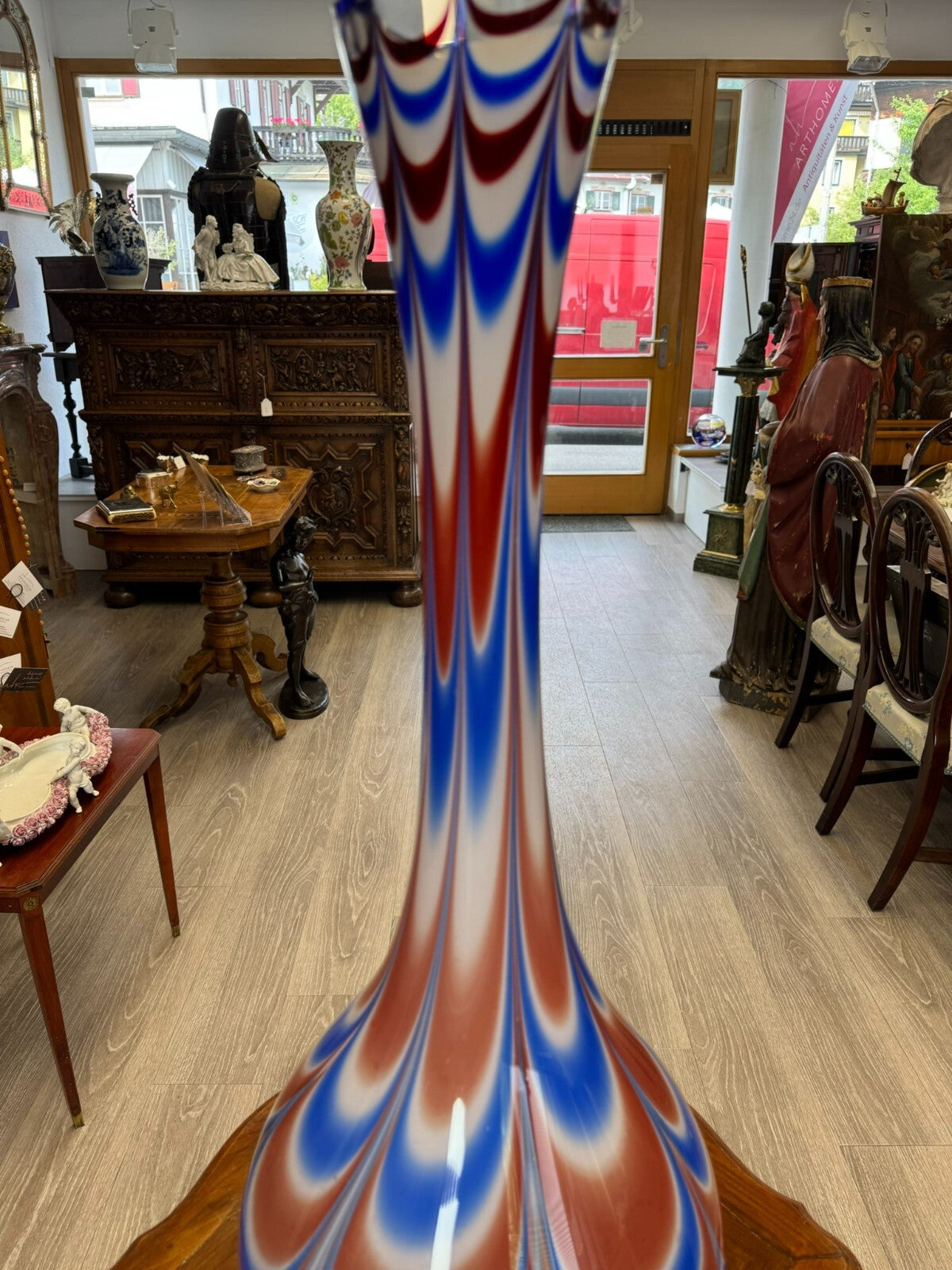 Vintage Bodenvase grosse Vase aus Glas Lollipop Space Age Schott Zwiesel 79x32cm