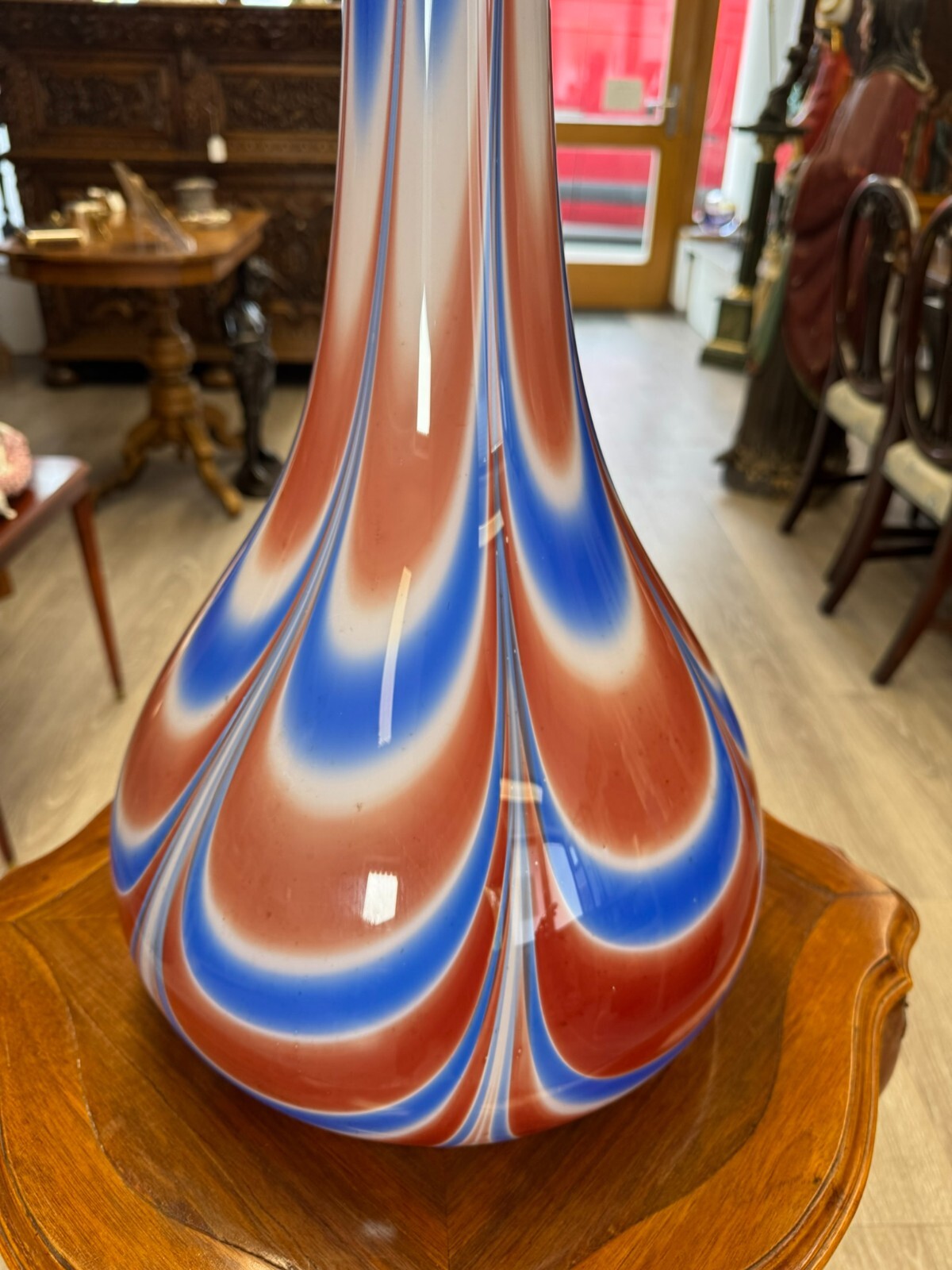 Vintage Bodenvase grosse Vase aus Glas Lollipop Space Age Schott Zwiesel 79x32cm