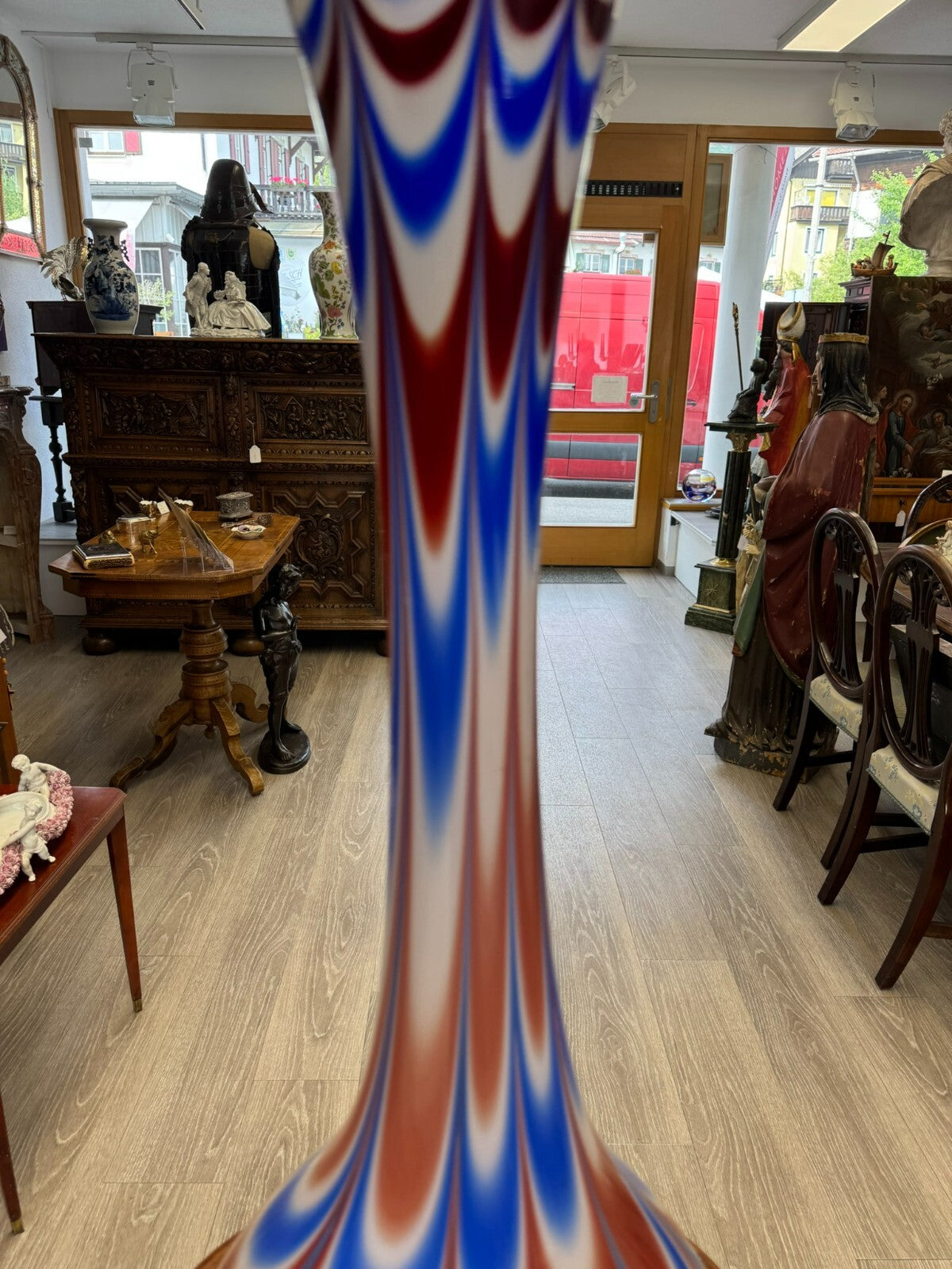 Vintage Bodenvase grosse Vase aus Glas Lollipop Space Age Schott Zwiesel 79x32cm