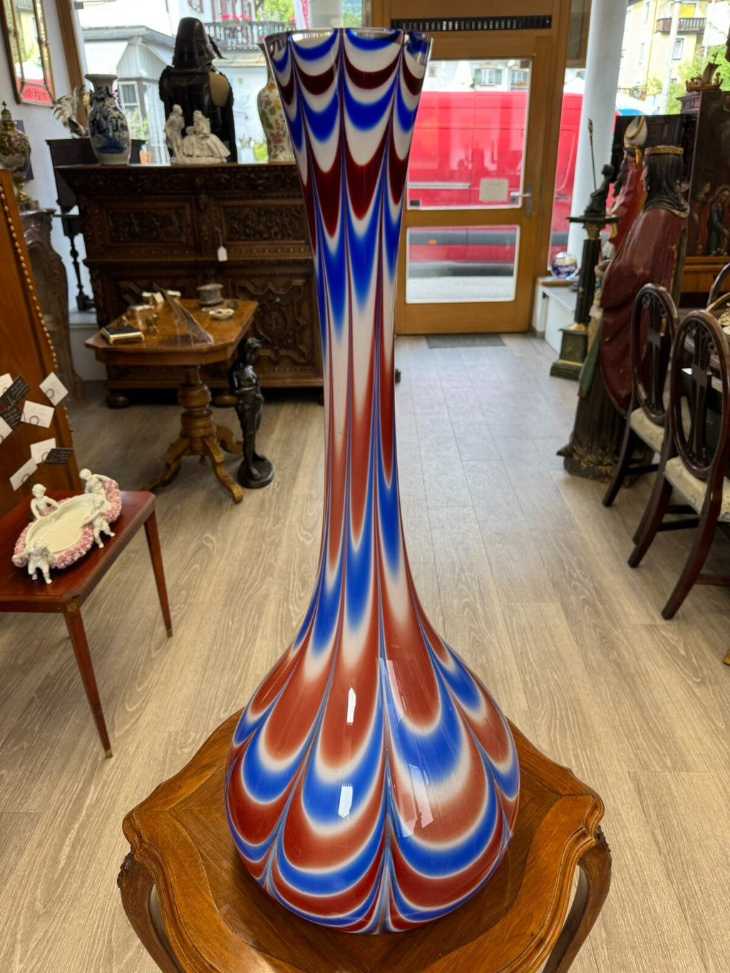 Vintage Bodenvase grosse Vase aus Glas Lollipop Space Age Schott Zwiesel 79x32cm