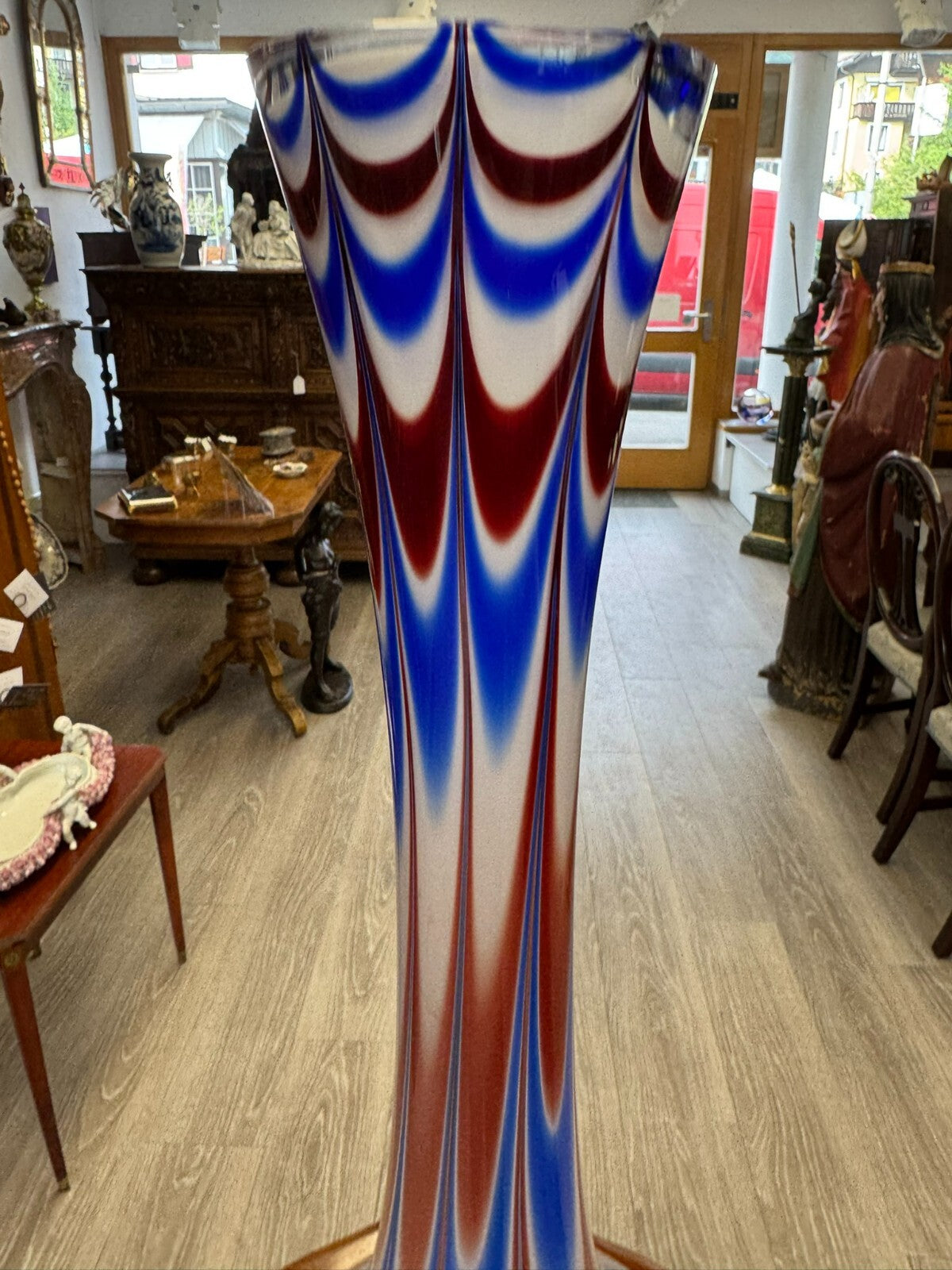 Vintage Bodenvase grosse Vase aus Glas Lollipop Space Age Schott Zwiesel 79x32cm