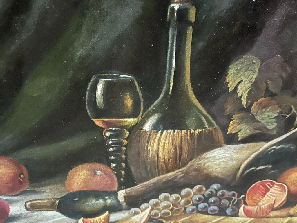C. Cordier 1935 antikes Ölgemälde Stillleben mit Blumen und Obst Prunkrahmen