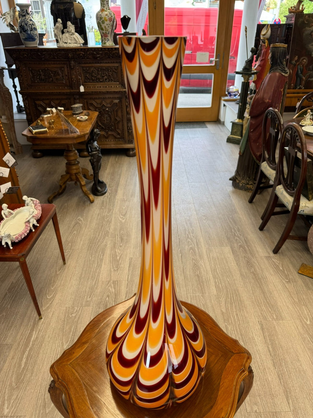 Vintage Bodenvase grosse Vase aus Glas Lollipop Space Age Schott Zwiesel 81x26cm