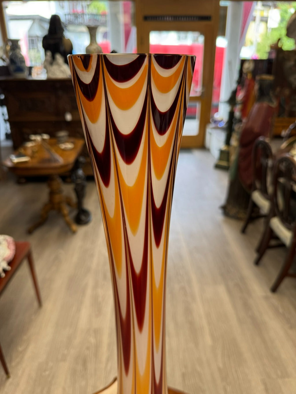 Vintage Bodenvase grosse Vase aus Glas Lollipop Space Age Schott Zwiesel 81x26cm