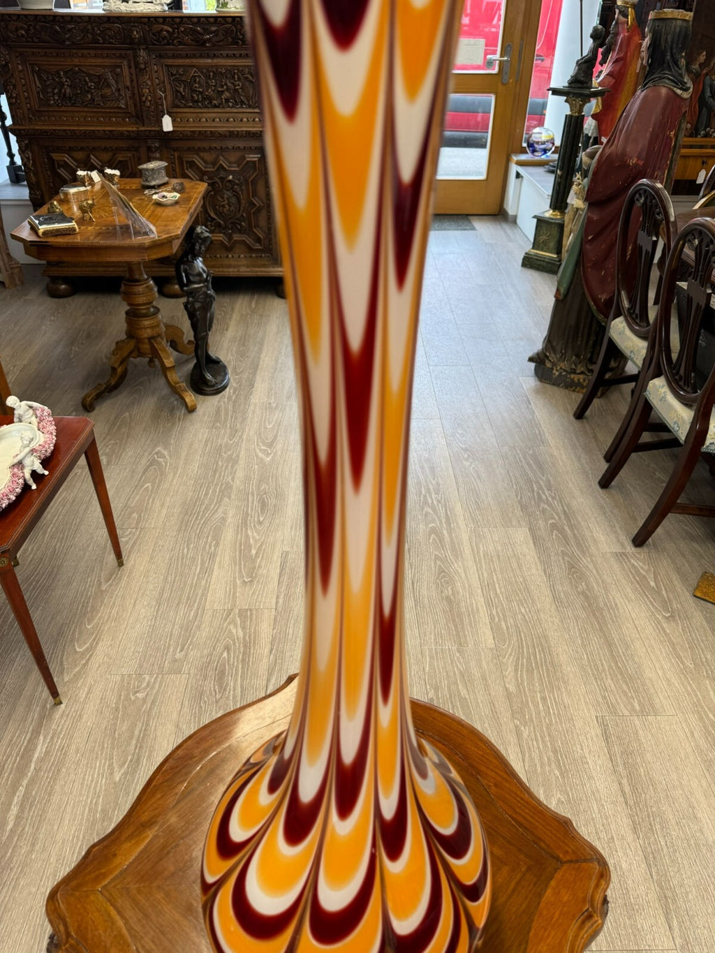 Vintage Bodenvase grosse Vase aus Glas Lollipop Space Age Schott Zwiesel 81x26cm