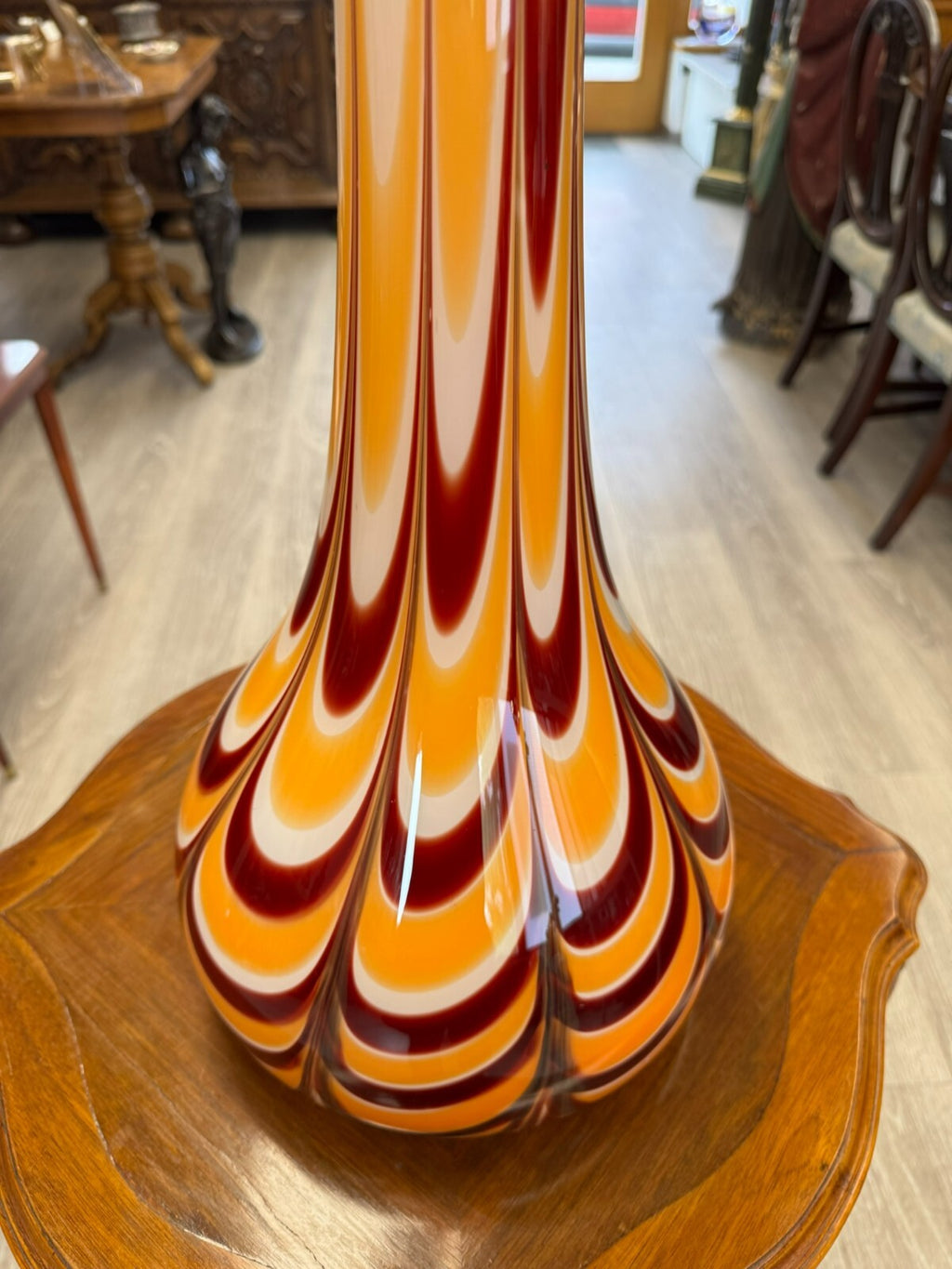 Vintage Bodenvase grosse Vase aus Glas Lollipop Space Age Schott Zwiesel 81x26cm
