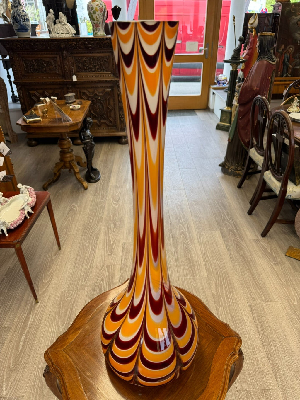 Vintage Bodenvase grosse Vase aus Glas Lollipop Space Age Schott Zwiesel 81x26cm