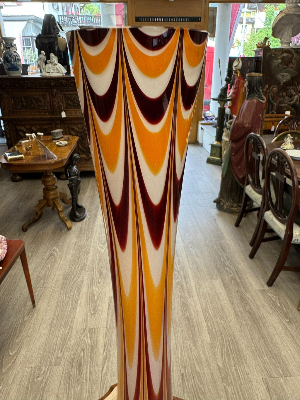 Vintage Bodenvase grosse Vase aus Glas Lollipop Space Age Schott Zwiesel 81x26cm
