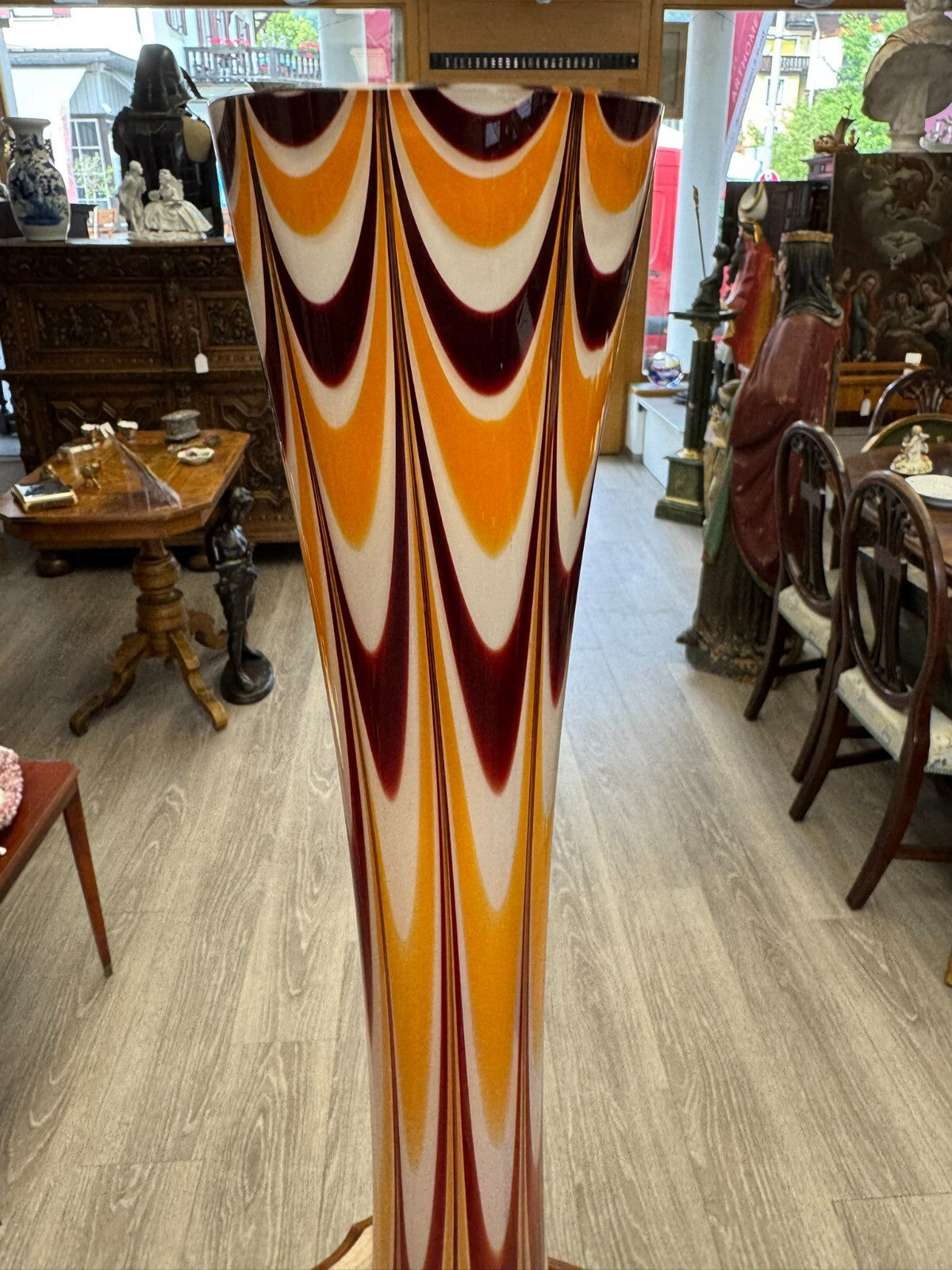 Vintage Bodenvase grosse Vase aus Glas Lollipop Space Age Schott Zwiesel 81x26cm