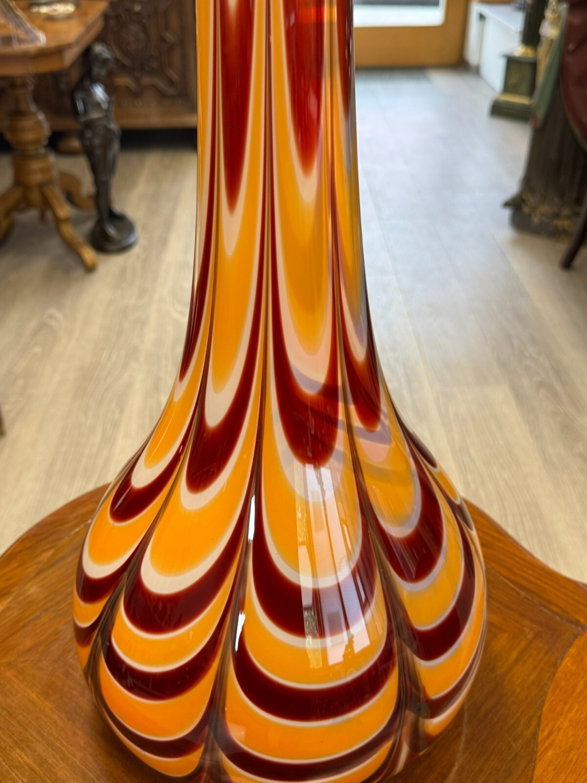 Vintage Bodenvase grosse Vase aus Glas Lollipop Space Age Schott Zwiesel 81x26cm