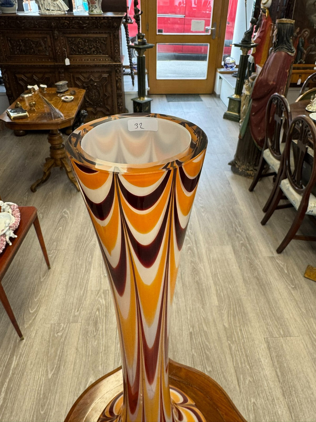 Vintage Bodenvase grosse Vase aus Glas Lollipop Space Age Schott Zwiesel 81x26cm