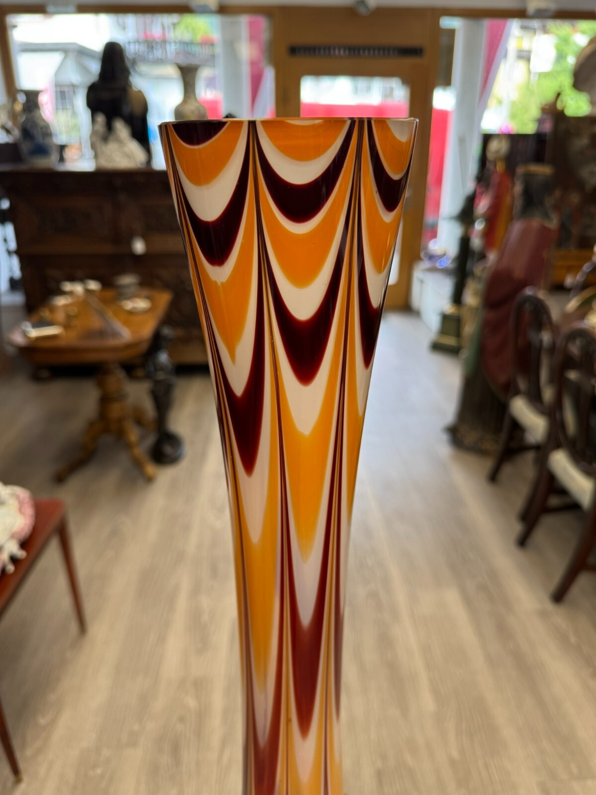 Vintage Bodenvase grosse Vase aus Glas Lollipop Space Age Schott Zwiesel 81x26cm