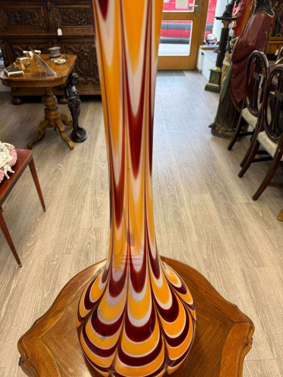 Vintage Bodenvase grosse Vase aus Glas Lollipop Space Age Schott Zwiesel 81x26cm