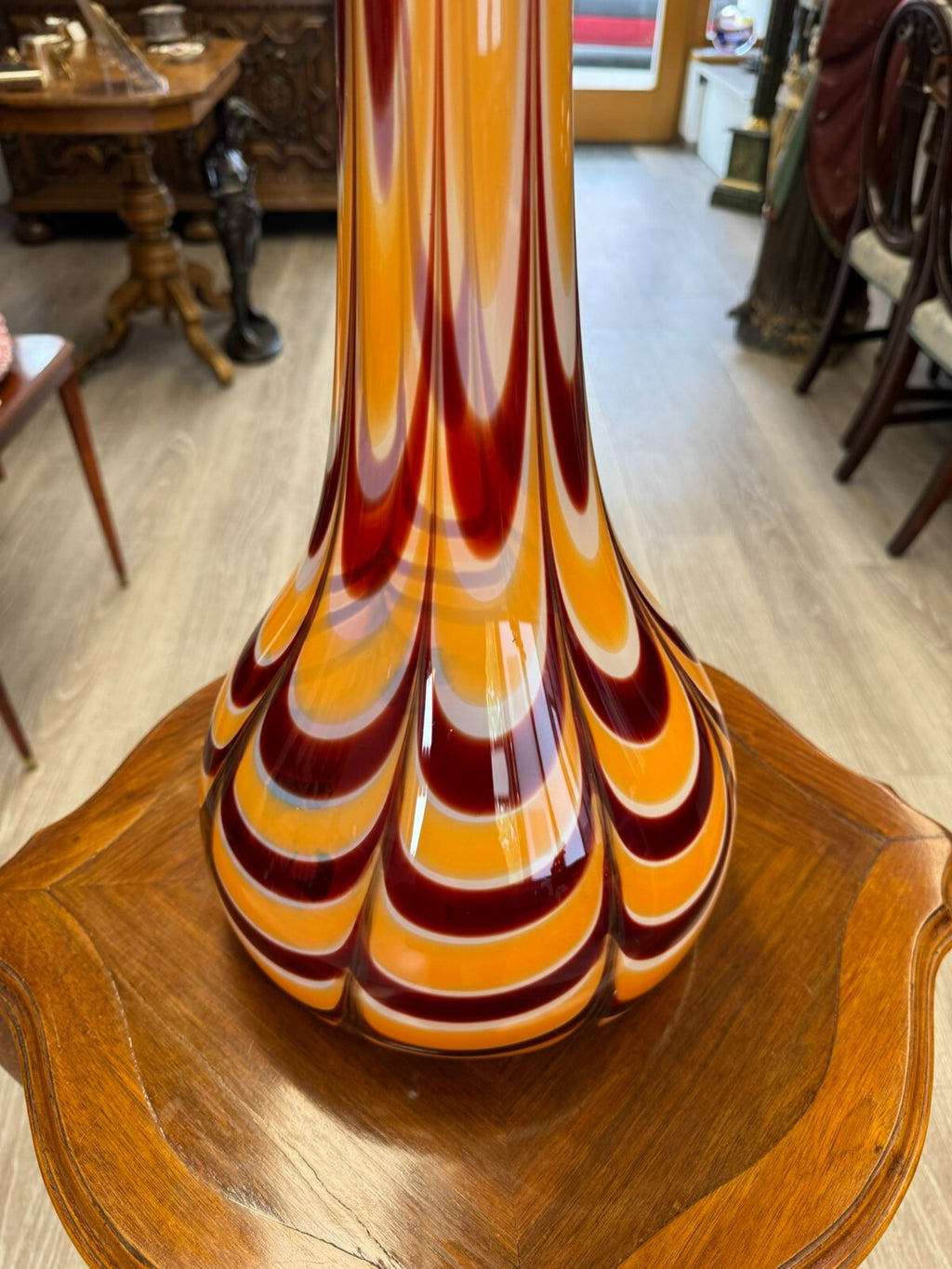 Vintage Bodenvase grosse Vase aus Glas Lollipop Space Age Schott Zwiesel 81x26cm