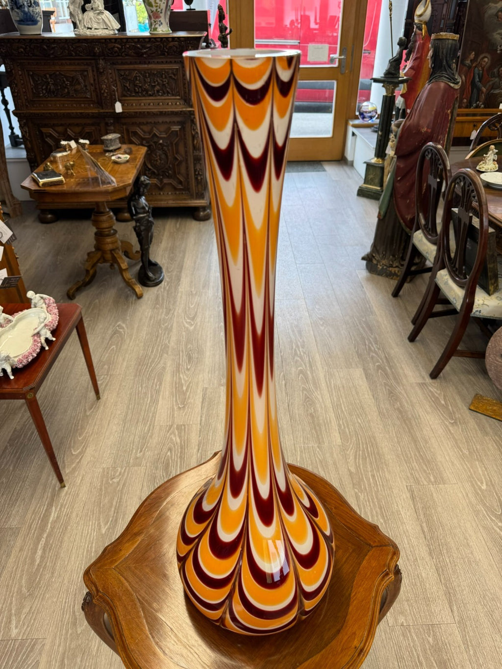 Vintage Bodenvase grosse Vase aus Glas Lollipop Space Age Schott Zwiesel 81x26cm