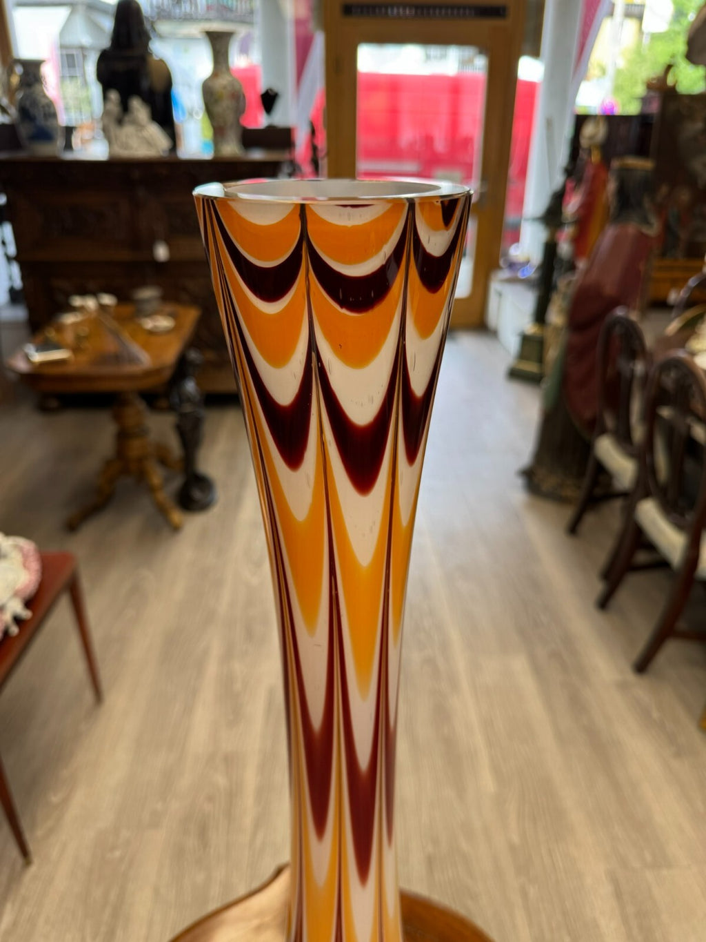 Vintage Bodenvase grosse Vase aus Glas Lollipop Space Age Schott Zwiesel 81x26cm