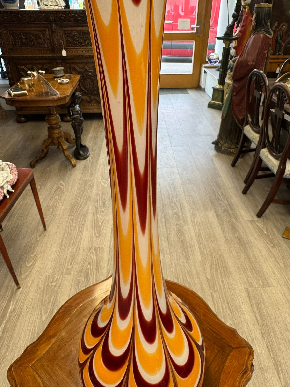 Vintage Bodenvase grosse Vase aus Glas Lollipop Space Age Schott Zwiesel 81x26cm