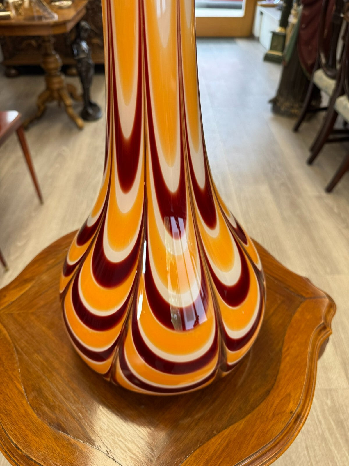 Vintage Bodenvase grosse Vase aus Glas Lollipop Space Age Schott Zwiesel 81x26cm