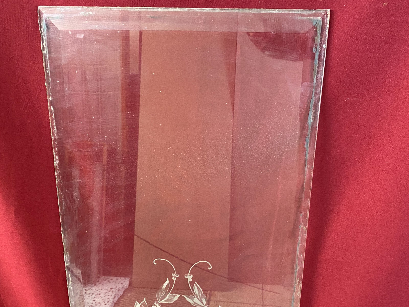 Antike Glasscheibe Historismus um 1880 Fenster Monogramm Facetten 40x147cm