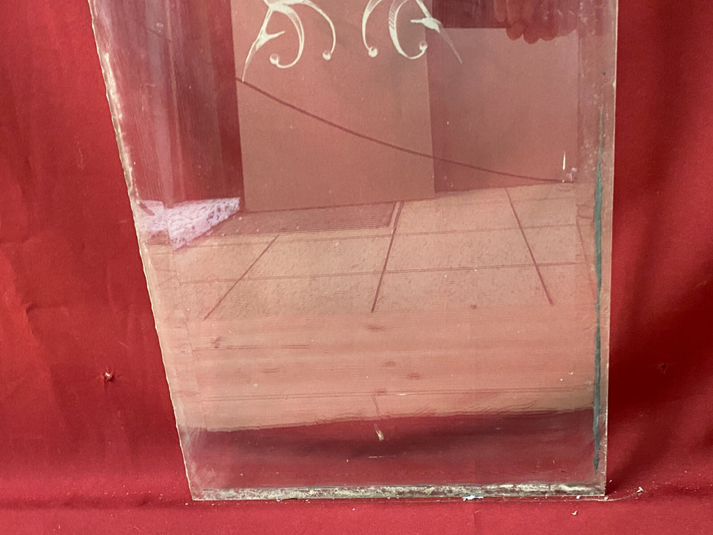 Antike Glasscheibe Historismus um 1880 Fenster Monogramm Facetten 40x147cm