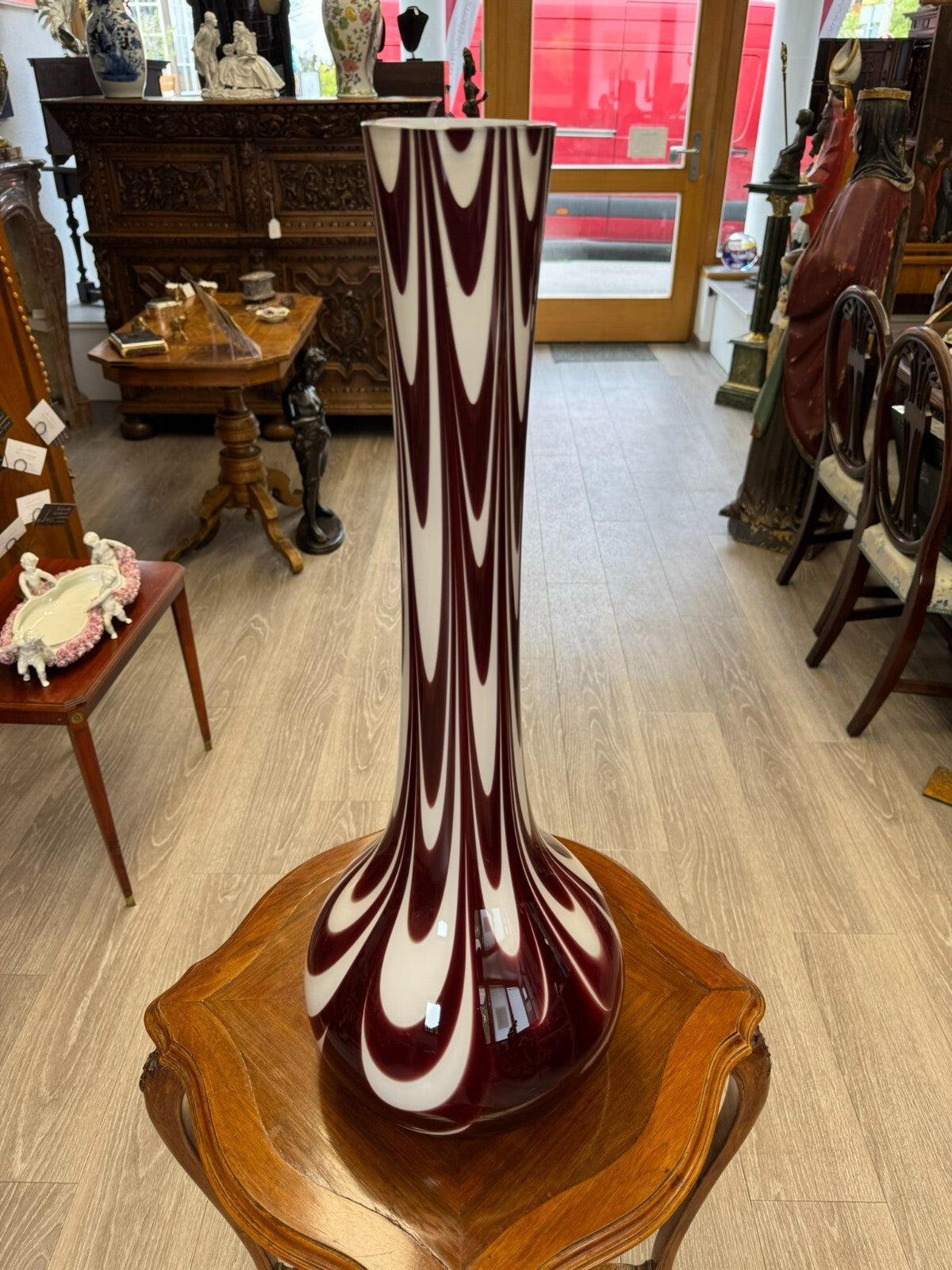 Vintage Bodenvase grosse Vase aus Glas Lollipop Space Age Schott Zwiesel 73x27cm