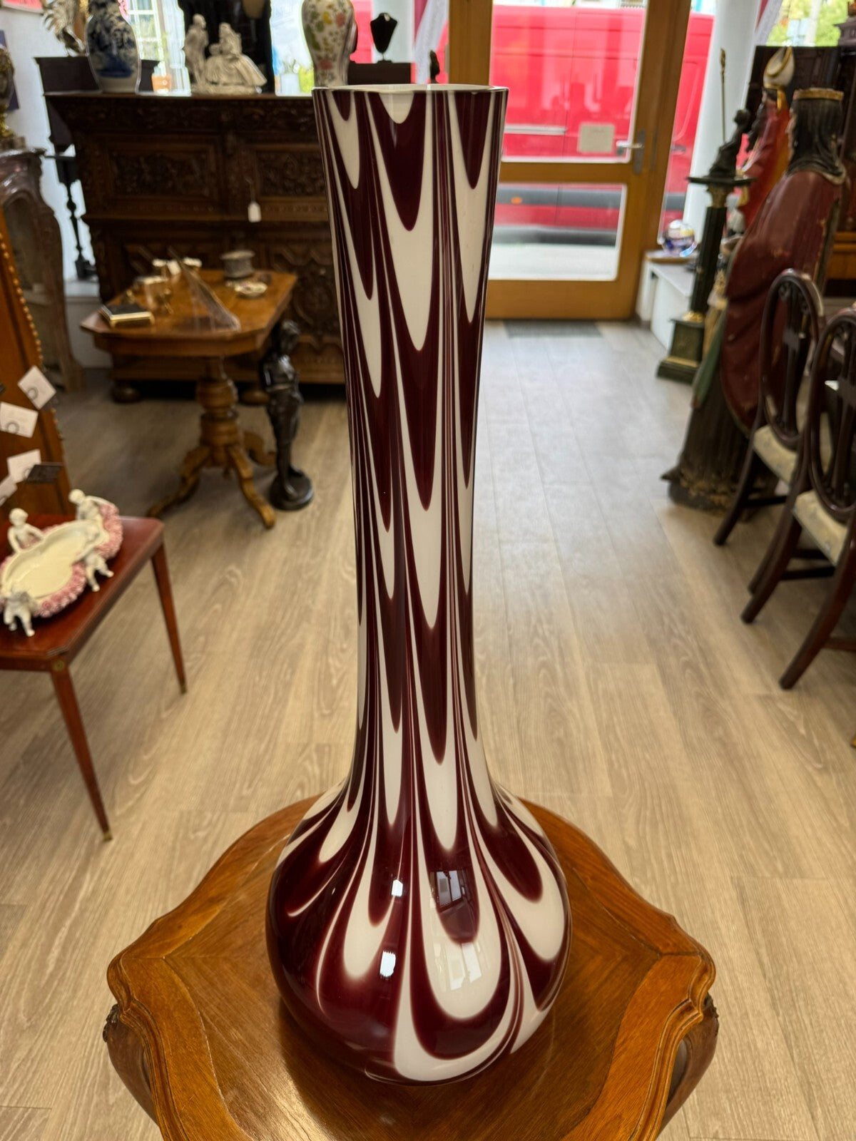 Vintage Bodenvase grosse Vase aus Glas Lollipop Space Age Schott Zwiesel 73x27cm