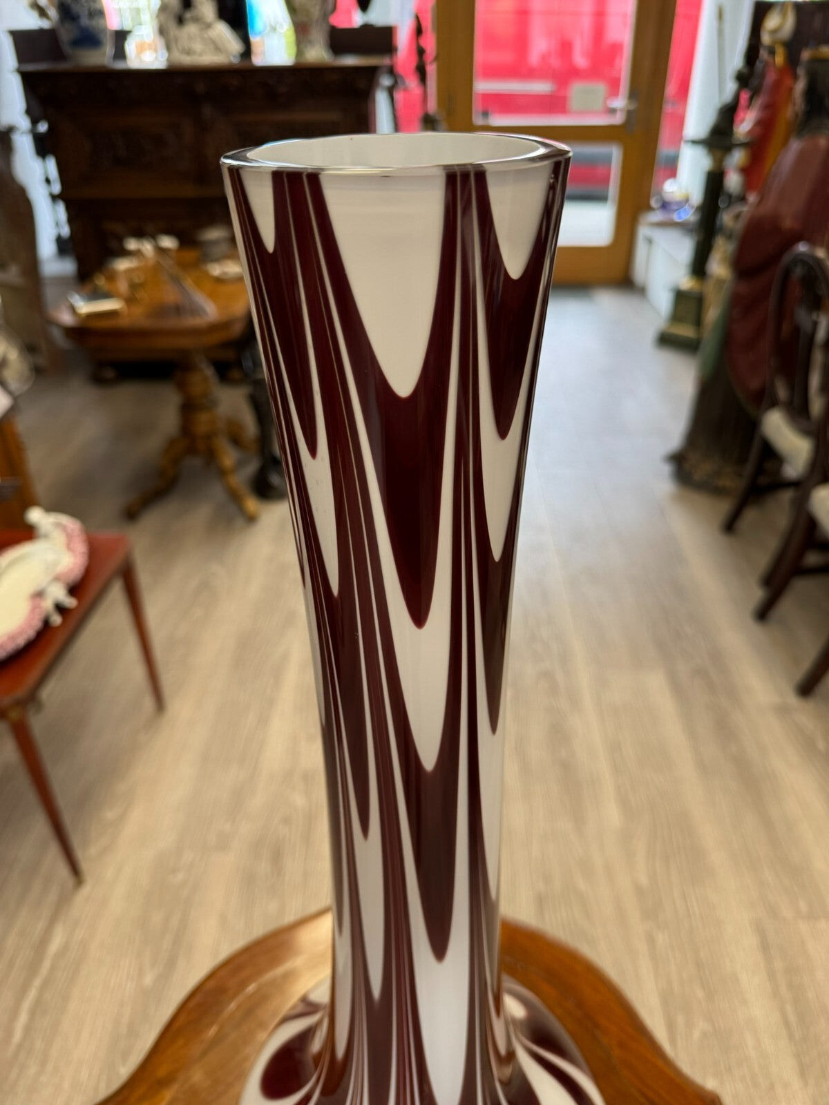 Vintage Bodenvase grosse Vase aus Glas Lollipop Space Age Schott Zwiesel 73x27cm