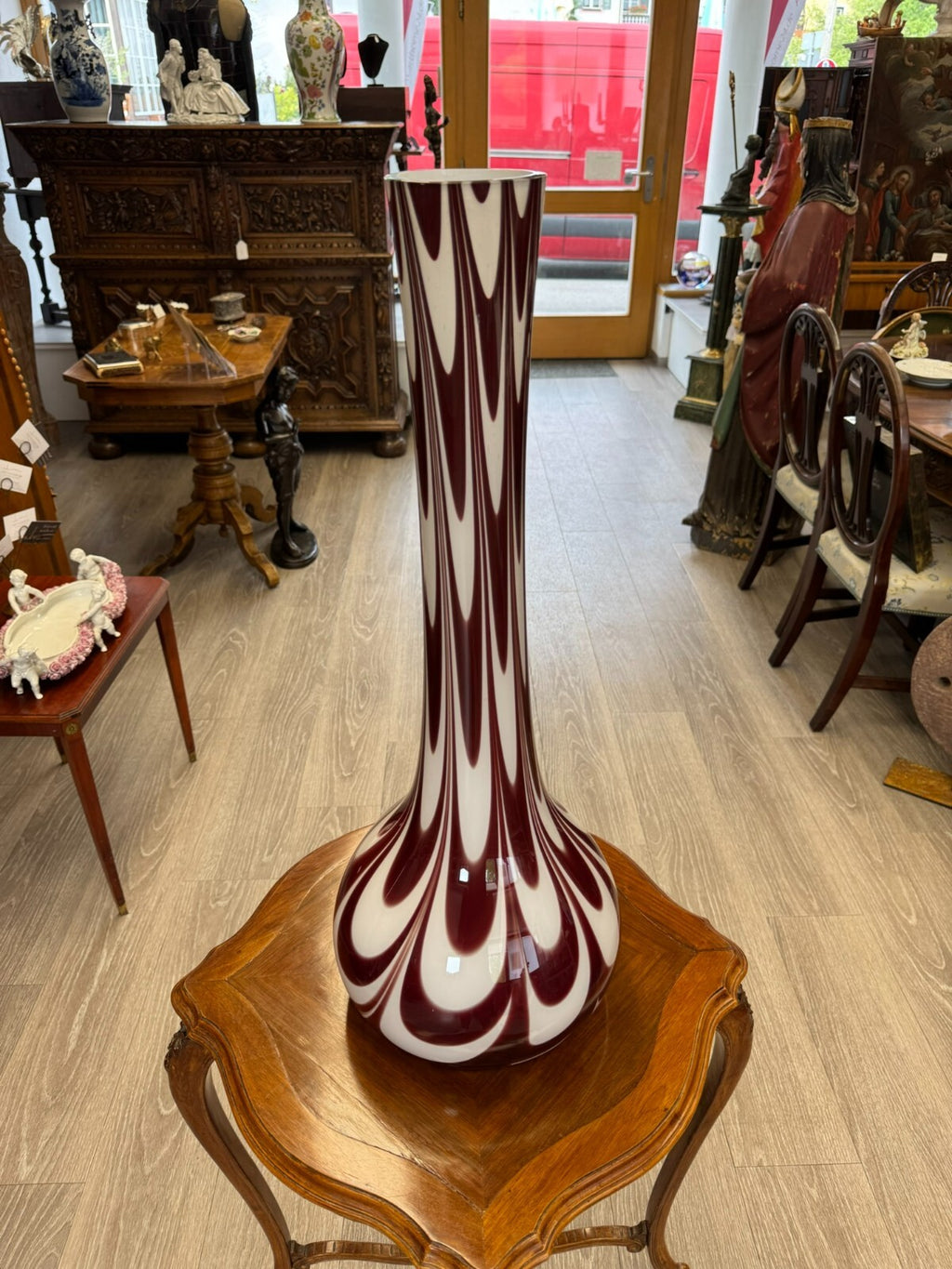 VINTAGE BODENVASE GROSSE VASE AUS GLAS LOLLIPOP SPACE AGE SCHOTT ZWIESEL 73x27cm